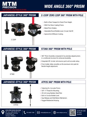 MTM Japanese Style 360° Prism with Pole  Survey 360 Prism Pole  Robotic Total Station Prism Malaysia
