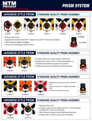 MTM Japanese Style Survey Prism System | 64mm Survey Prism Assembly | Total Station Prism Malaysia