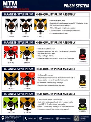 MTM Japanese Style High Quality Survey Prism System | 64mm Survey Prism Assembly | Total Station Prism Malaysia