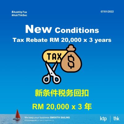 Tax Rebate for New Incorporated Company Malaysia with new T&C
