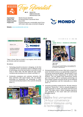 Mondo is being selected the Top 9 Finalist of JCI SDA Awards 
