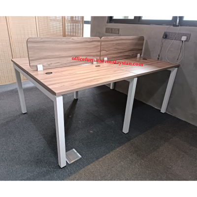 Workstation Cluster of 4 - Metal N Leg Table c/w Divider Board