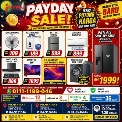 Intan Radio Payday Sale: Jualan Elektrik Murah Kedah   TV, Peti Ais & Mesin Basuh Promo Besar!