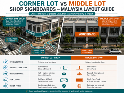 Corner Lot vs Middle Lot Signboards: Malaysia Shop Sign Design & Layout Guide