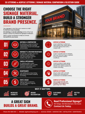 EG Lettering vs Acrylic Lettering | Signage Material Comparison & Selection Guide
