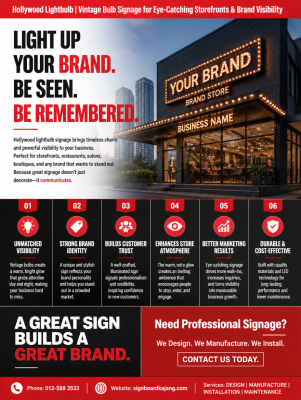 Hollywood Lightbulb | Vintage Bulb Signage for Eye-Catching Storefronts & Brand Visibility