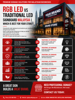 RGB LED vs Traditional LED Signboard Malaysia | Which Is Best for Your Store?