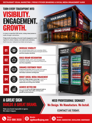 Restaurant Visual Marketing | Fridge Sticker Branding & Social Media Engagement Guide