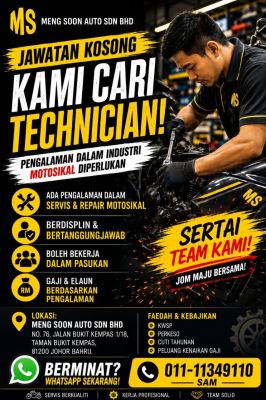 JAWATAN KOSONG   TECHNICIAN MOTOSIKAL