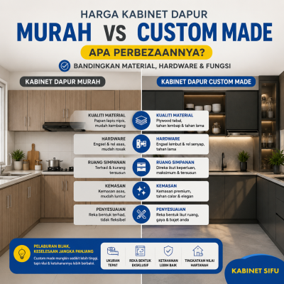 Harga Kabinet Dapur Murah vs Custom Made: Apa Perbezaannya?