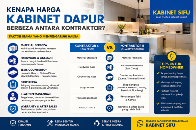 Kenapa Harga Kabinet Dapur Berbeza Antara Kontraktor?
