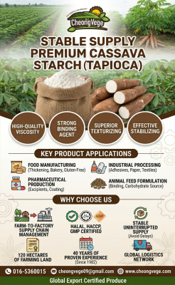 Cassava Starch Malaysia | Tapioca Starch Supplier for Food, Industrial & Pharmaceutical Use | Cheong Vege
