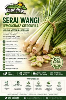 Serai Wangi Malaysia | Lemongrass Citronella Supplier for Food, Essential Oil & Export Buyers | Cheong Vege