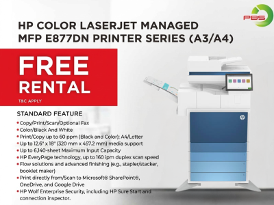 FREE HP Color LaserJet Managed MFP E877dn Printer Series - Promotion