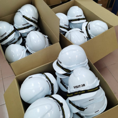 Customer Order Fulfilled  White Visitor Safety Hard Hat, Construction Site Protective Helmet Successfully Sent to Penang, Taiping & Sitiawan 
