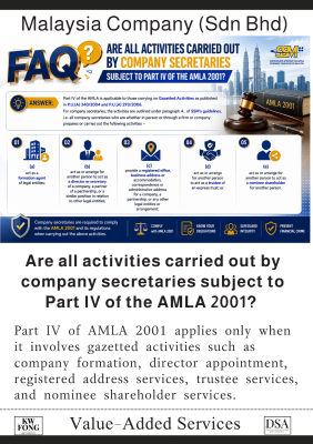 Are all activities carried out by company secretaries subject to Part IV of the AMLA 2001?  ��˾���������е����л�Ƿ���ܡ�2001�귴ϴ��Ǯ���������ʼ��Ƿ�����淨���AMLA 2001�����Ĳ�������ܣ�