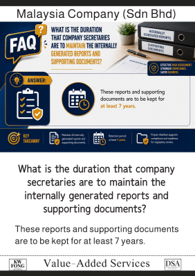 What is the duration that company secretaries are to maintain the internally generated reports and supporting documents?  ��˾������Ҫ�����ڲ����ɵı��漰���֧���ļ���ã�