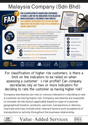 For classification of higher risk customers, is there a limit on the indicators to be relied on when assessing a customer鈥檚 risk profile? Can company secretaries rely on two or more indicators for deciding to rate the customer as having higher risk?�