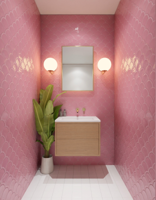 Pink Fish Scale Bathroom Inspiration