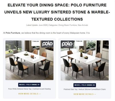 Elevate Your Dining Space: Polo Furniture Unveils New Luxury Sintered Stone & Marble-Textured Collections