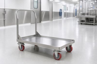 Transporter Trolleys for Wet Rooms Where Cartons Meet Washdown