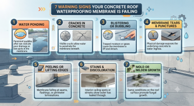 7 Warning Signs Your Concrete Roof Waterproofing Membrane Is Failing