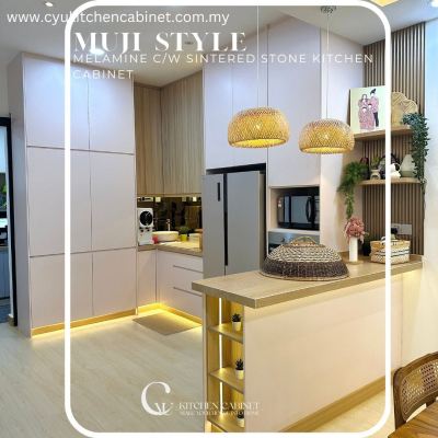 Melamine Kitchen Cabinet with Sintered Stone in Taman Jenderam Sutera, Dengkil