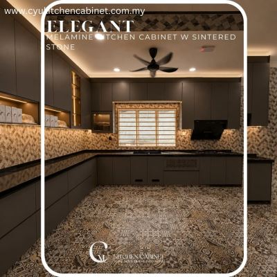 Melamine Kitchen Cabinet with Sintered Stone in Klang