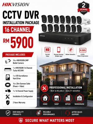 Upgrade Your Security with 16 Channel CCTV Camera System | Complete Installation, Remote Viewing & Technical Support Malaysia