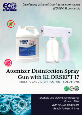 10W Disinfectant Spray Gun Machine with KLORSEPT 17