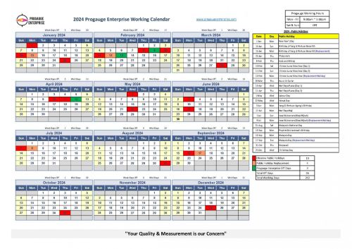 2024 - Progauge Enterprise Working Calendar