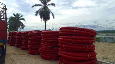 HDPE Double Wall Corrugated Pipe Red/Black With Socket @ Gopeng, Perak