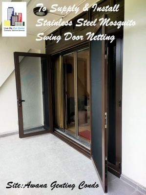 Supply & Install Stainless Steel Mosquito Swing Door Netting @Awana Genting Condominium 