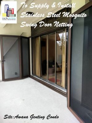 Supply & Install Stainless Steel Mosquito Swing Door Netting @Awana Genting Condominium 