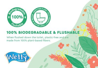 Wetty Biodegradable & Flushable Baby Wipes