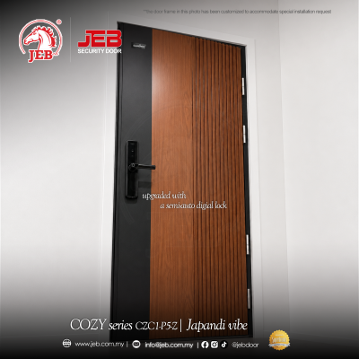 COZY CZC1-P5-Z Single Leaf Security Door upgraded with Semi-auto digital lock
