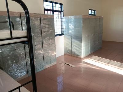 Heavy Duty Double Decker Bed, HRF Foam Mattress & Steel Locker for Kem Askar Wataniah Malaysia