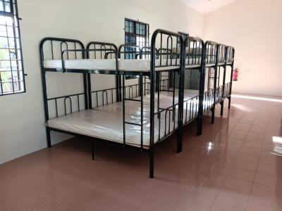 Heavy Duty Double Decker Bed, HRF Foam Mattress & Steel Locker for Kem Askar Wataniah Malaysia