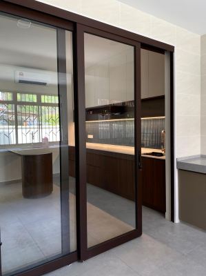 Wet kitchen design - Aluminium sliding door design