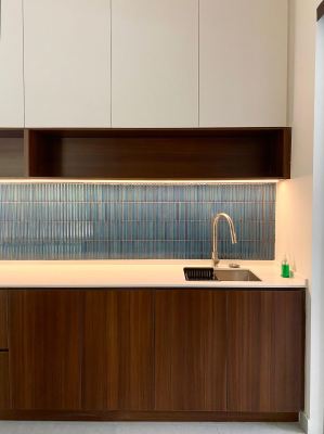 Dry kitchen design - blue tiles