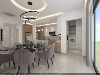 3D Drawing For Dining Area View