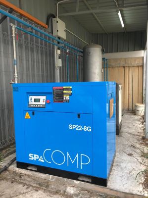 SPA SP22 screw type air compressor (30hp fix speed)  * Belair BD40HT refrigerated air dryer (build in after cooler)