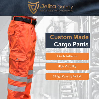 Custom Made Cargo Pants with Reflector (Orange)