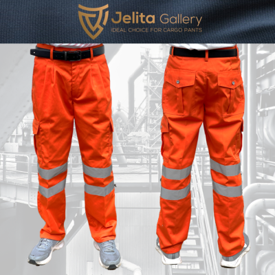 Custom Made Cargo Pants with Reflector (Orange)