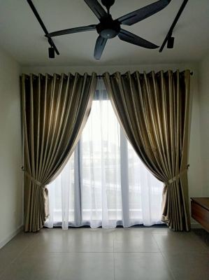 Rod Installation & Eyelet Curtains Kain Blackout 110" - Aster Residence Cheras, Kuala Lumpur, Selangor