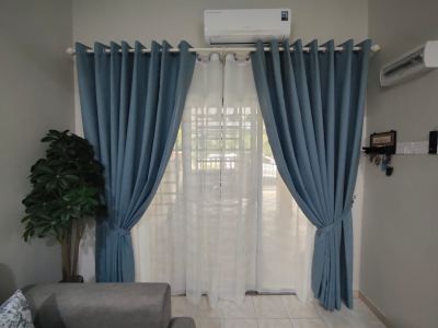 Blackout Curtain and Lace Curtain with eyelet design; Zebra Blind installation: Jalan Desiran Malawati 1/8, Taman Desiran Malawati, 45000 Kuala Selangor, Selangor