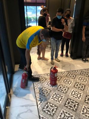 Fire Extinguishers Demo In Restaurant