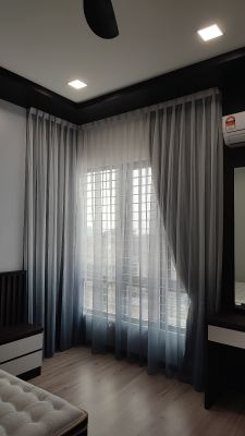 2 Tones Colour Sheer Curtain/ Top Light And Bottom Dark Colour/ Exclusive Lace/ Special Design/ Day Curtain 