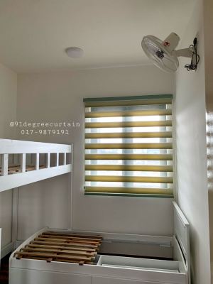 Room 1 - Zebra Blinds - Two Tone Green