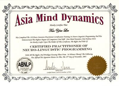 Certified Practitioner of Neuro-Linguistic Programming